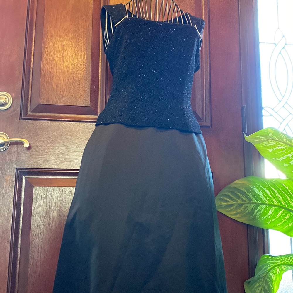 ~Patra Petite~ Floor Length Black Sequin Gown - Picture 2 of 8